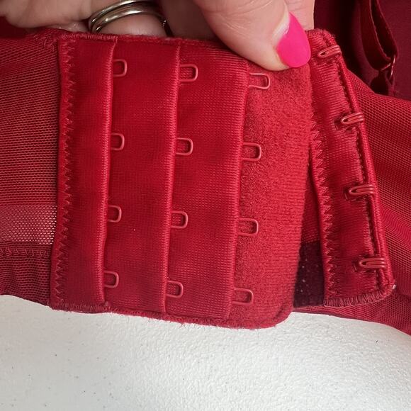 Torrid 46DDD Bra Dream Wire Free Boost Push Up Padded Rhinestone Red Lace - Picture 9 of 16